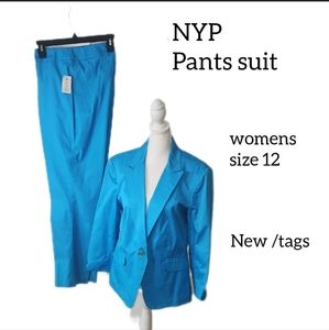 NYP WOMENS PANT SUIT SIZE 12 TURQUOISE COLOR NEW WITH TAGS